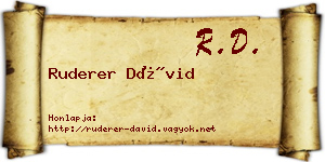 Ruderer Dávid névjegykártya
